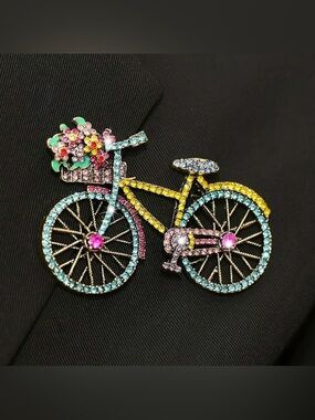 ❤️ Multicolor Rhinestone Bicycle Brooch Pin Women’s Accessories Jewelry Colorful